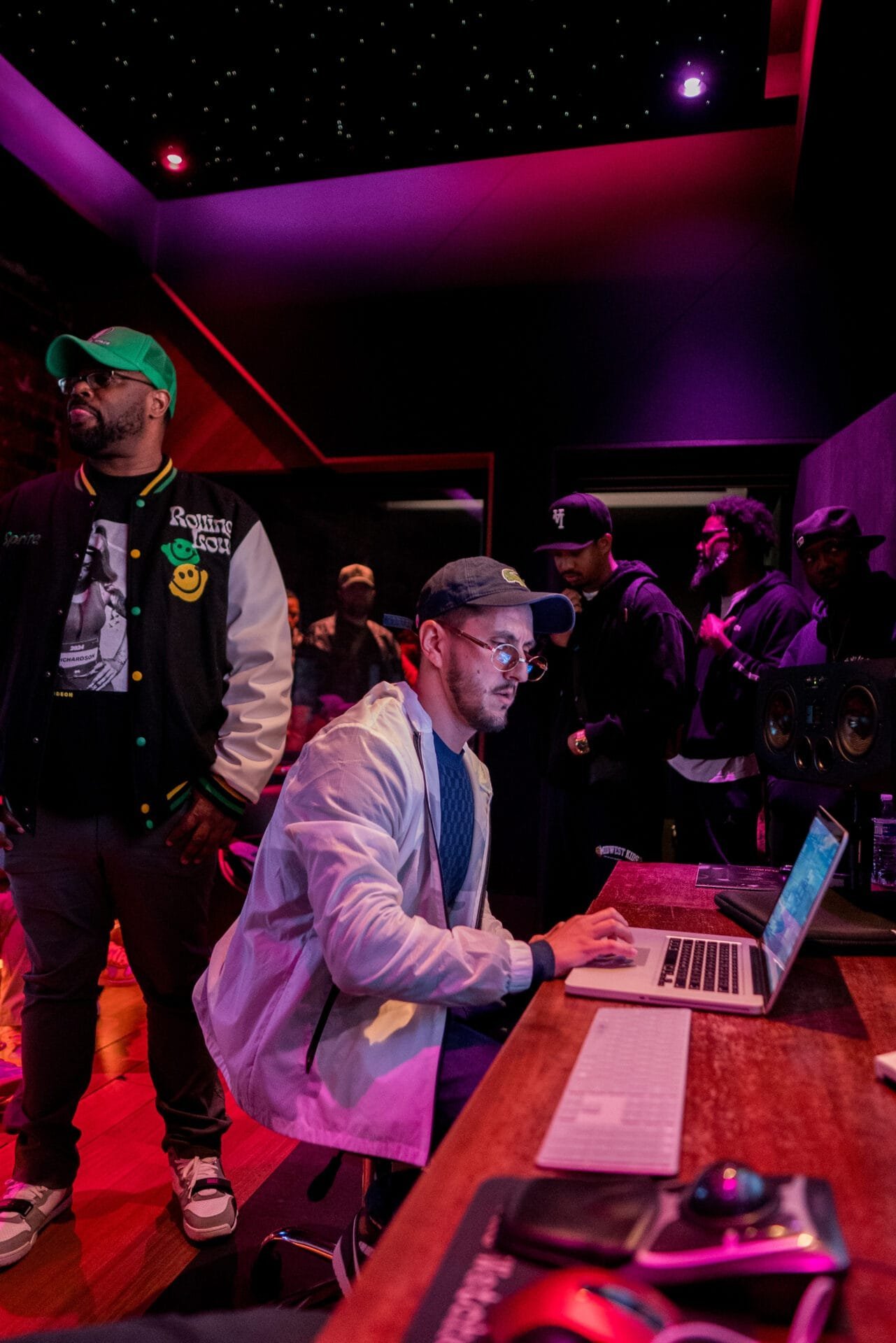 Creative Space collaborators working together in a studio session